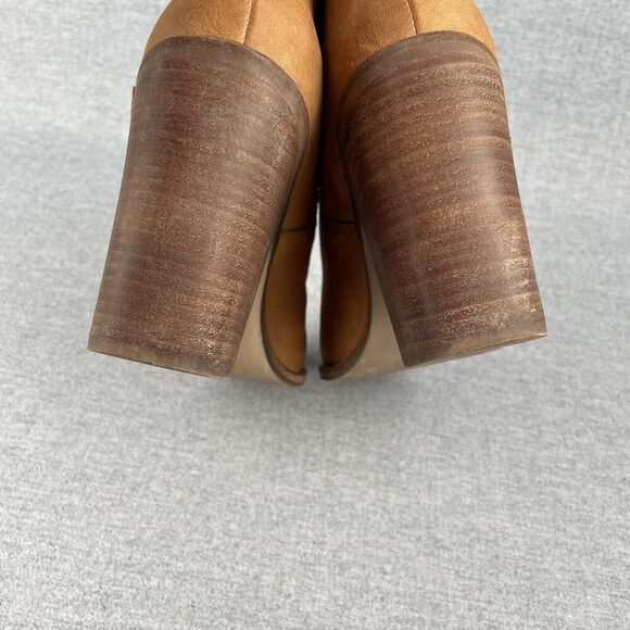 Steve Madden Boots Womens 8.5 Tan Leather Buckle Heel Boho Western Cowgirl Ankle - Picture 7 of 16